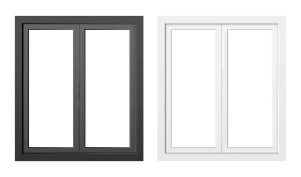 Векторный набор черно-белых окон. — стоковый вектор