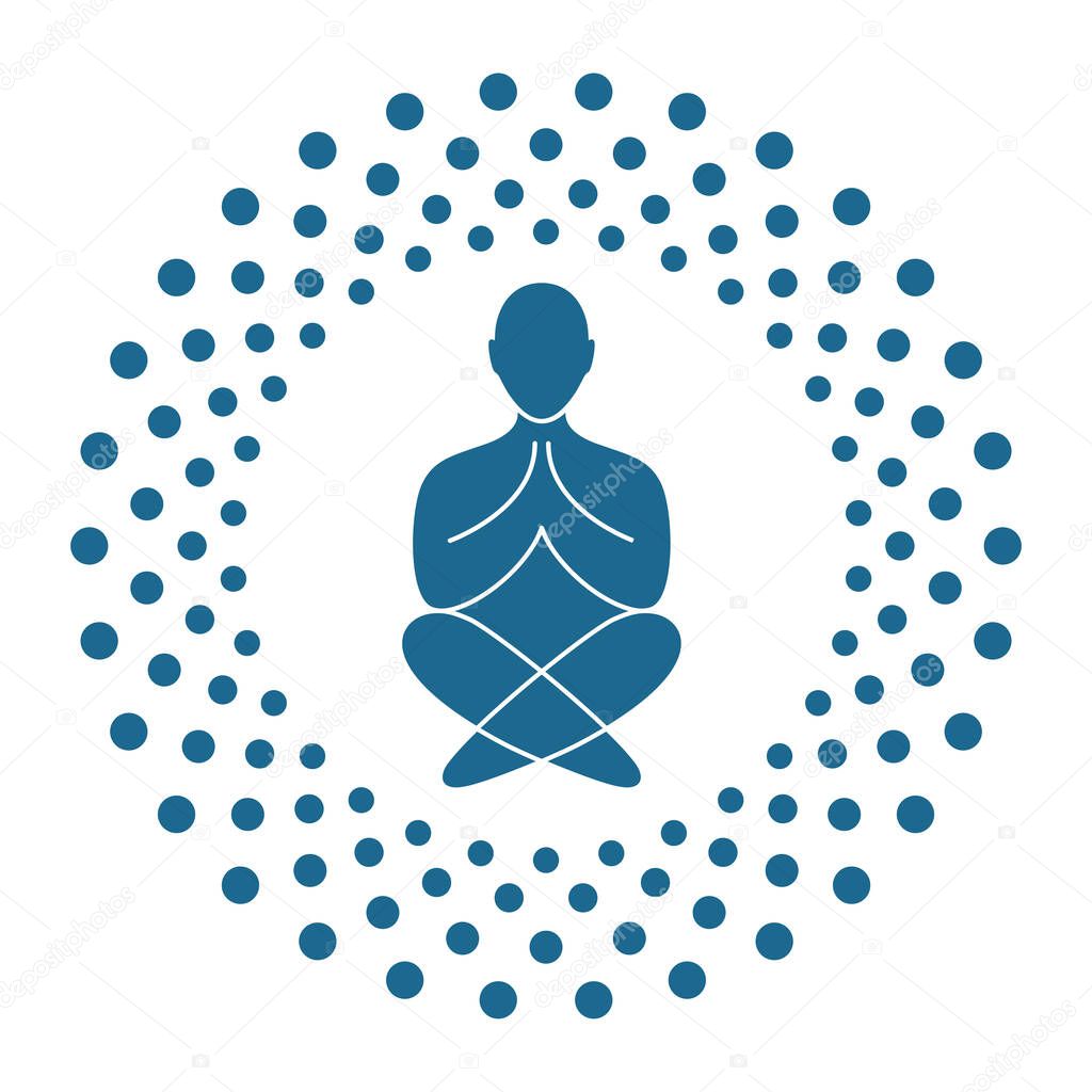 The person meditating in astral. Ornate vector detail for a yoga studio.
