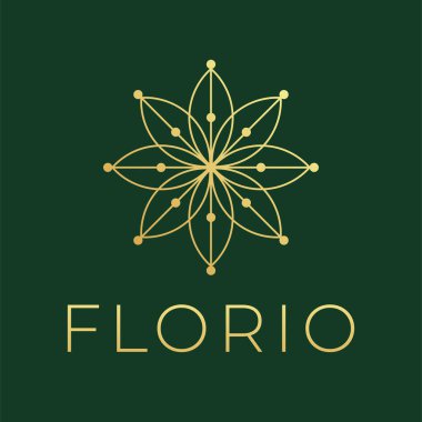 Doğrusal çiçek logo vektör şablonu. Güzellik salonu, kozmetik, kaplıca için soyut çiçek logosu.