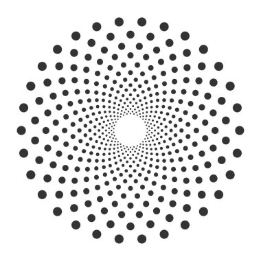 Noktalı yuvarlak vektör sembolü. Dekoratif noktalı geometrik nesne.