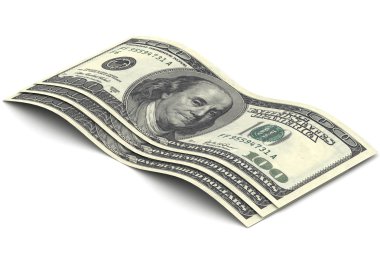 Beyaz arka plan üzerinde yüz dolarlık banknot kadar kapatın