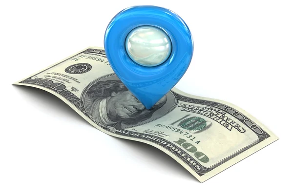 Mavi harita işaretçi zenginlik ve successs işaretleme