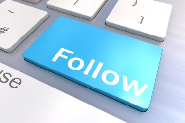 Bilgisayar klavye bir sosyal medya takip düğmesini kavramı ile
