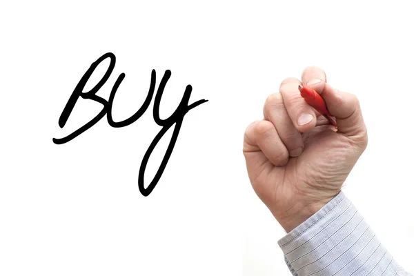 Hand Writing 'Buy' — Stock Fotó