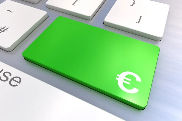 Tastiera per computer con un concetto di pulsante Euro — Foto Stock