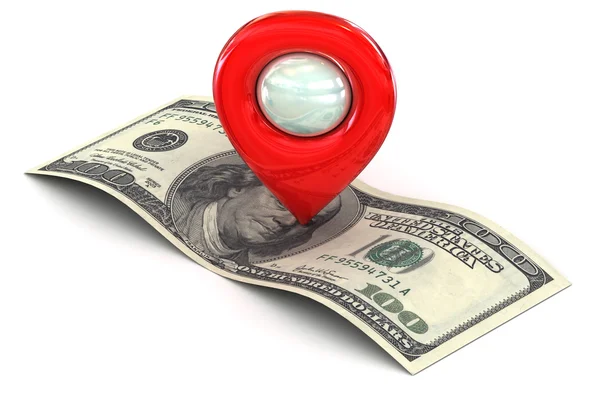 Red Map pointer marking wealth and successs — Stock Photo, Image