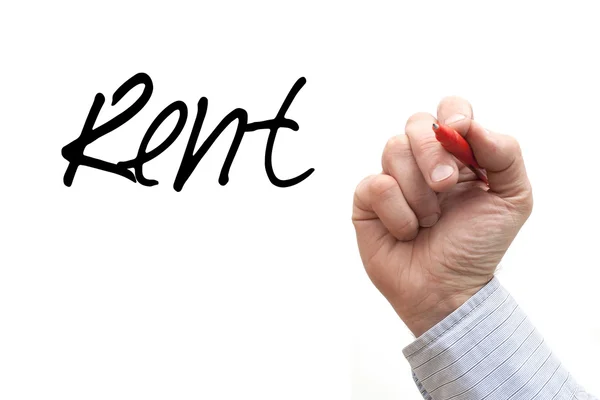 Hand Writing 'Rent' — Stockfoto