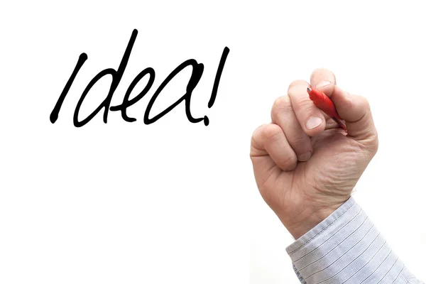 Hand Writing 'Idea!' — Stockfoto