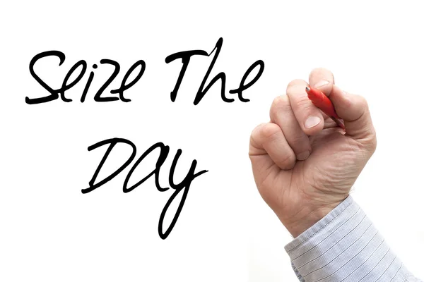 Hand Writing 'Seize the Day' — Stockfoto