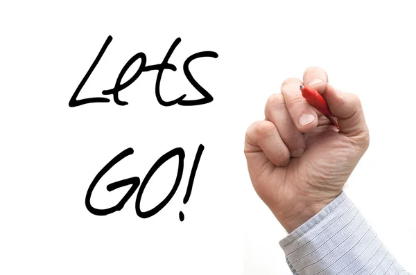 Hand Writing 'Lets Go!' — Stock Photo, Image