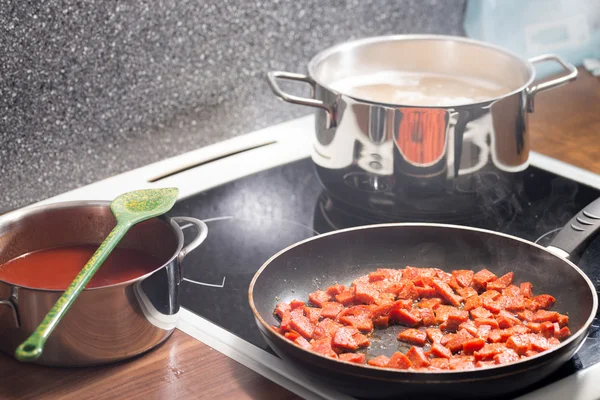 Fried sausages — Stock Photo, Image