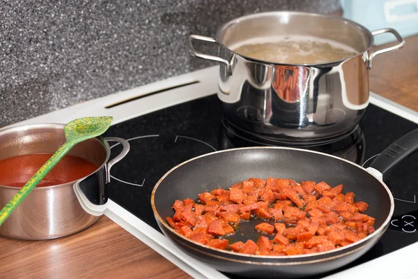 Fried sausages — Stock Photo, Image