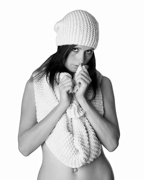 Γυναίκα στο χειμωνιάτικα ρούχα — Φωτογραφία Αρχείου