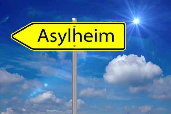 Sign with the german words asylum home — Stock Photo, Image