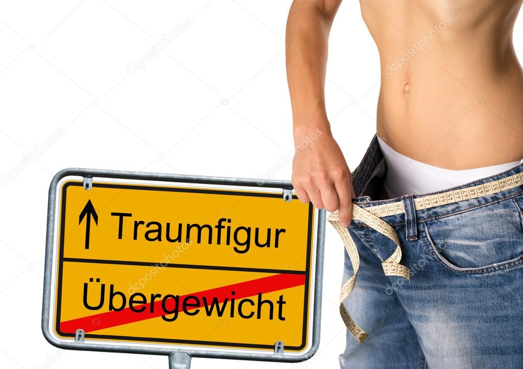 sign with the german words dream figure and overweight