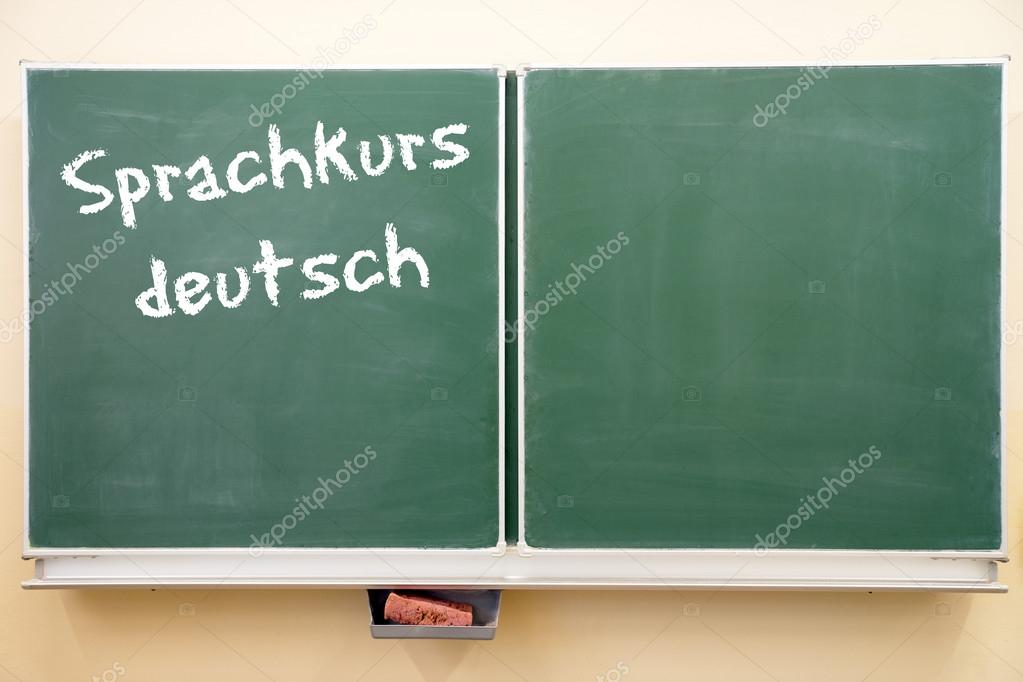 Chalkboard with the german words Language Course