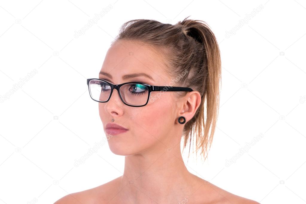 pretty woman wearing glasses