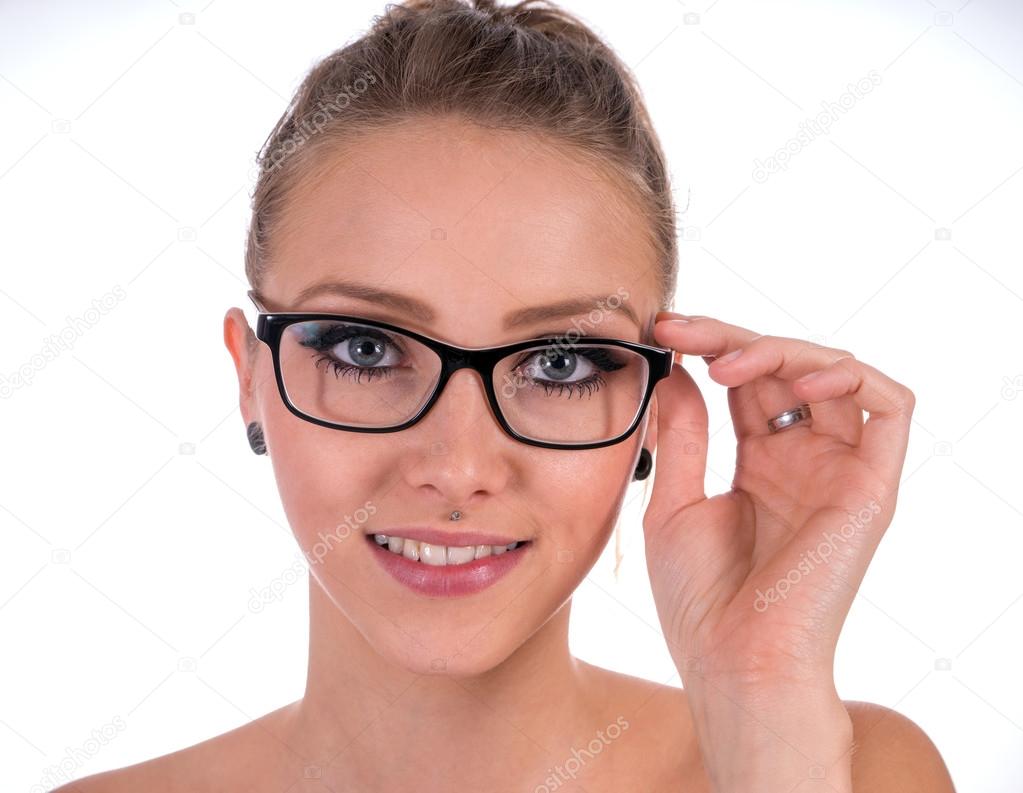 pretty woman wearing glasses