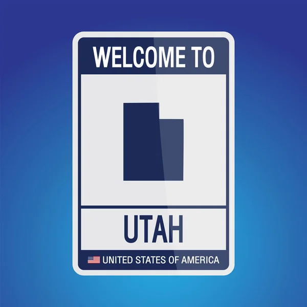 Signe États Unis Amérique Avec Message Utah Carte Sur Fond — Image vectorielle