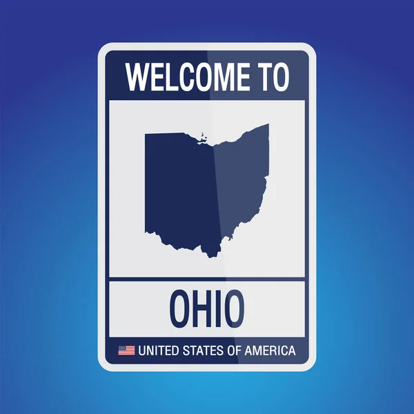 Signe États Unis Amérique Avec Message Ohio Carte Sur Fond — Image vectorielle