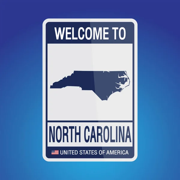 Sign Spojené Státy Americké Zprávou Severní Karolína Mapou Obrázku Vektoru — Stockový vektor