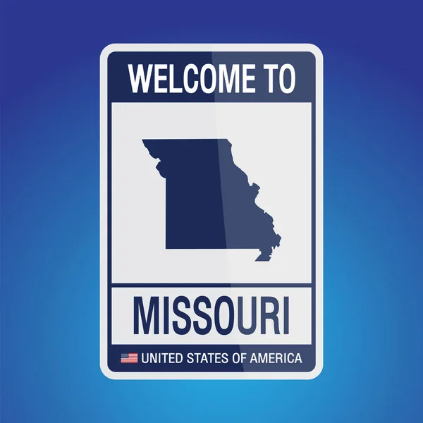 Signe États Unis Amérique Avec Message Missouri Carte Sur Fond — Image vectorielle