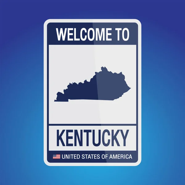 Signe États Unis Amérique Avec Message Kentucky Carte Sur Fond — Image vectorielle