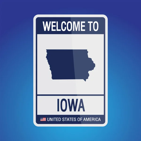 Signe États Unis Amérique Avec Message Iowa Carte Sur Fond — Image vectorielle