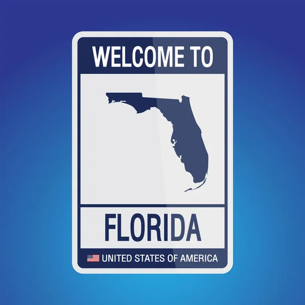 Signe États Unis Amérique Avec Message Floride Carte Sur Fond — Image vectorielle