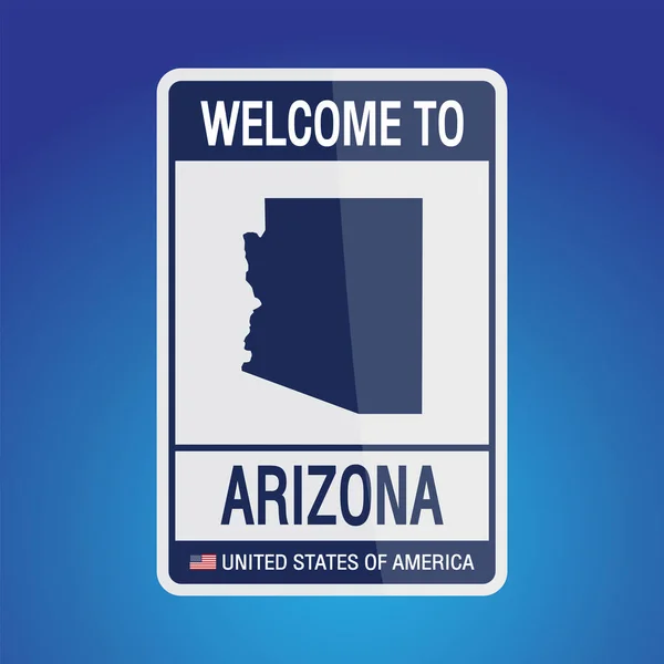 Sign Spojené Státy Americké Zprávou Arizona Mapou Obrázku Vektoru Modrého — Stockový vektor