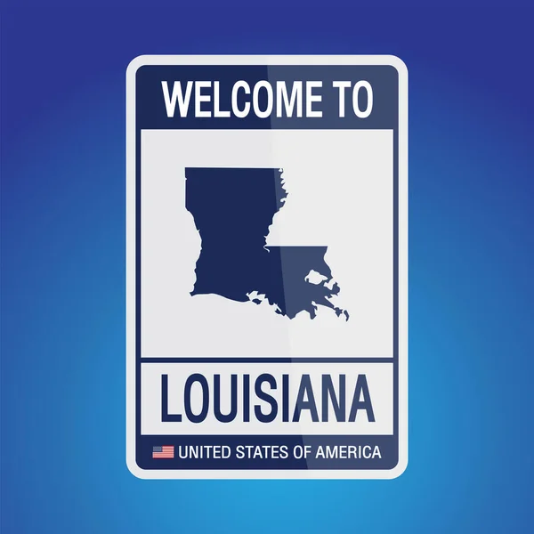 Znak Stany Zjednoczone Ameryki Wiadomością Luizjana Mapa Niebieskim Tle Wektor — Wektor stockowy