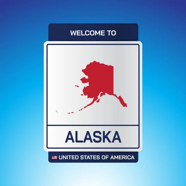 Sign United States America Message Alaska Map Blue背景ベクトル画像のイラスト — ストックベクタ