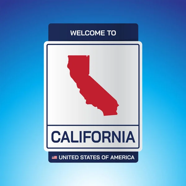 Sign United States America Message California Map Blue背景ベクトル画像のイラスト — ストックベクタ