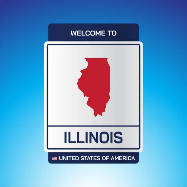 Signe États Unis Amérique Avec Message Illinois Carte Sur Fond — Image vectorielle
