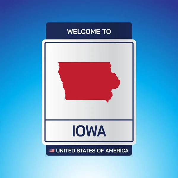 Signe États Unis Amérique Avec Message Iowa Carte Sur Fond — Image vectorielle