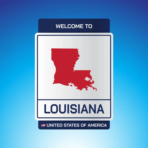 Sign Spojené Státy Americké Zprávou Louisiana Mapou Obrázku Vektoru Modrého — Stockový vektor