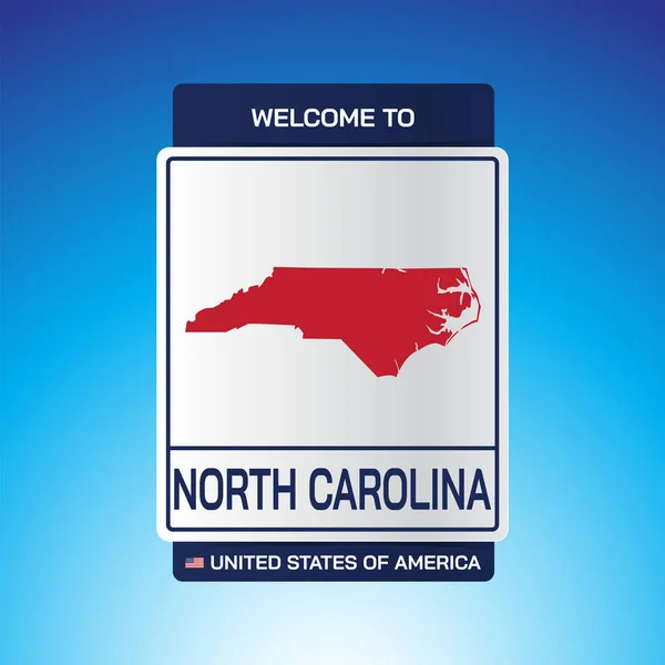 Sign United States America Message North Carolina Map Blue背景ベクトル画像のイラスト — ストックベクタ