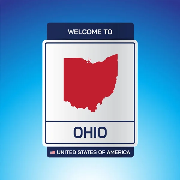 Signe États Unis Amérique Avec Message Ohio Carte Sur Fond — Image vectorielle