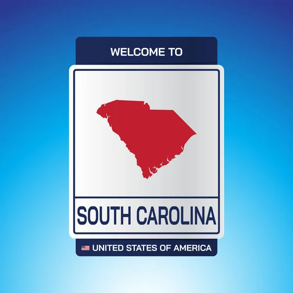 Sign United States America Message South Carolina Map Blue背景ベクトル画像のイラスト — ストックベクタ