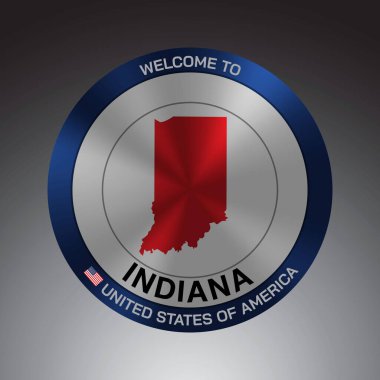 The sign Shield style of America with message, Indiana and Red map on Grey Reground vektör art image illustration.