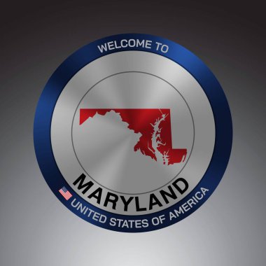 The sign Shield style of America with message, Maryland and Red map on Grey Reground vektör art image illustration.