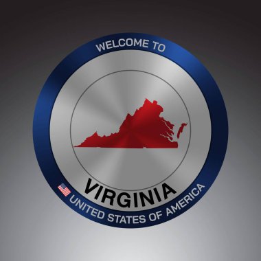 İşaret Kalkanı stili Amerika Birleşik Devletleri Gri Arkaplan vektör resim resimlerinde Virginia ve Kırmızı Harita.
