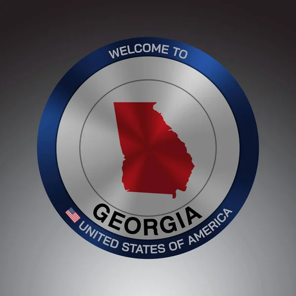 Sign Shield Style United States America Message Georgia Red Map — Vetor de Stock