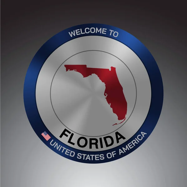 Sign Shield Style United States America Message Florida Red Map — Vetor de Stock