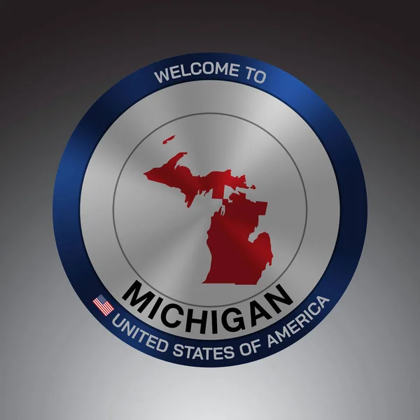Style Sign Shield États Unis Amérique Avec Message Michigan Carte — Image vectorielle