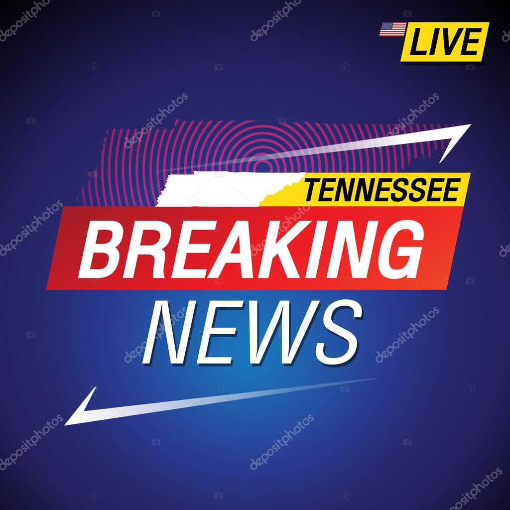 Breaking news. United states of America with backgorund. Tennessee and map on Background vector art image illustration.