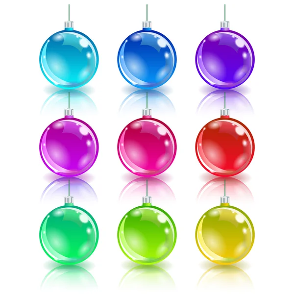 Ensemble de boules de Noël couleur. — Image vectorielle