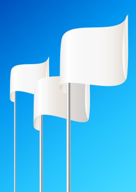 Gökyüzü arka plan üzerinde beyaz bayrak