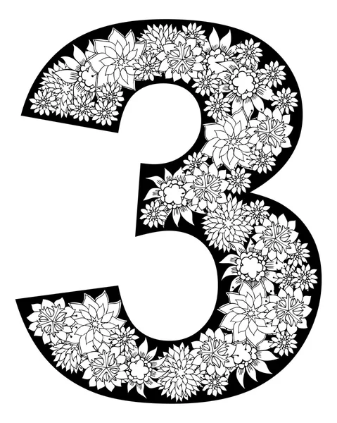 Lettertype Floral nummer 3 — Stockvector