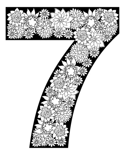 Floral  number 7 font — Stock Vector